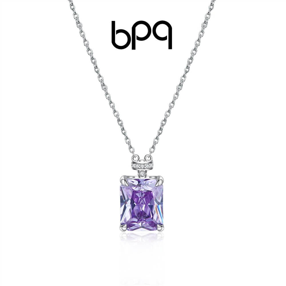 1U3A0294-1白底 Glamorous Purple Rectangular Gem Pendant Necklace - Image 1