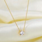 Classic Solitaire Zircon Pendant Necklace - Image 2