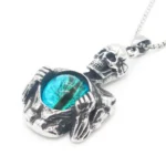 MENDEL Cool Mens Gothic Skeleton Skull Evil Eye Necklace Pendant Stainless Steel - Image 3